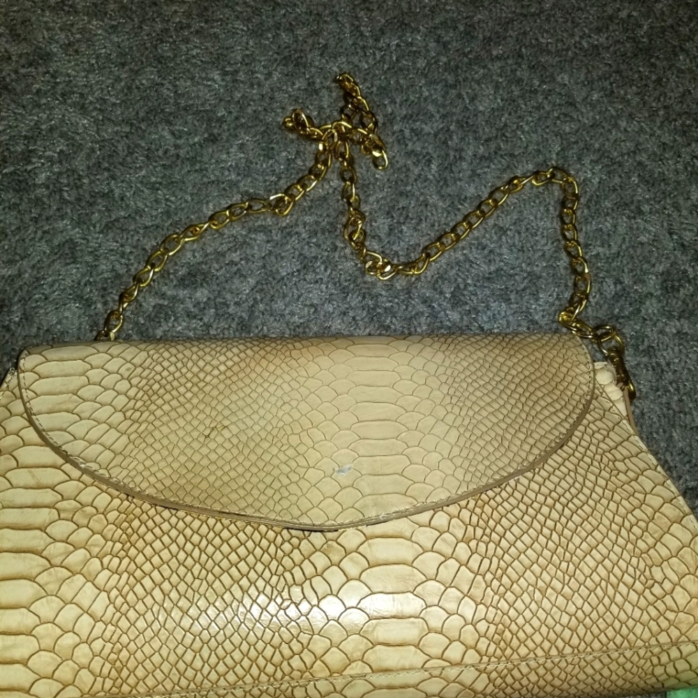 Fashion purse with gold tone chain